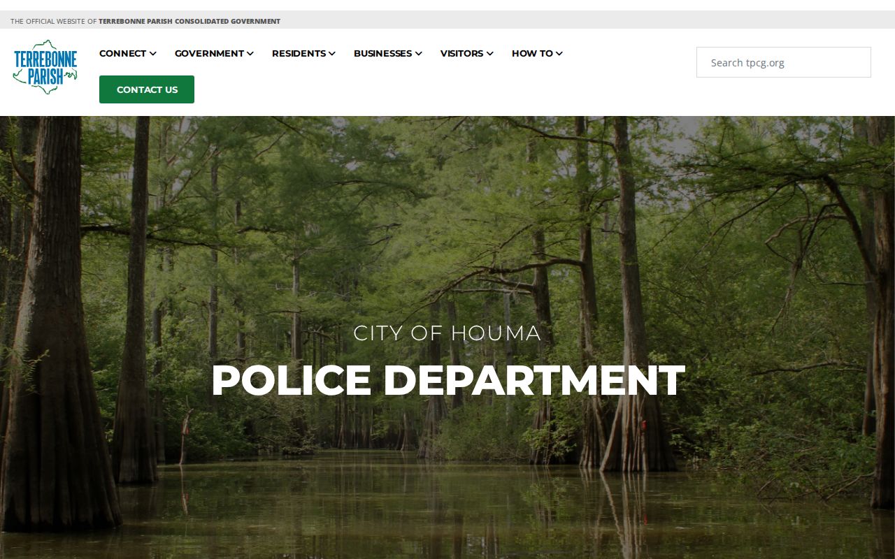 Official Houma Police Department page with station and contact information
