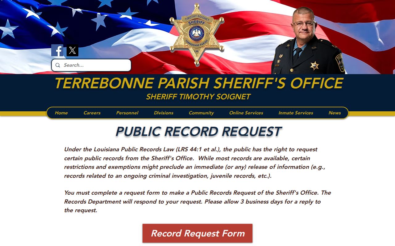 Terrebonne Parish Sheriff records and approved photo request information