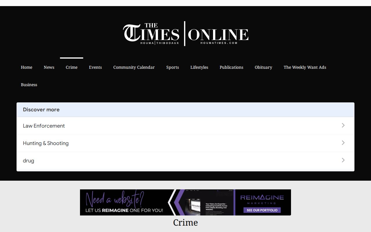 Times of Houma and Thibodaux selected crime news section